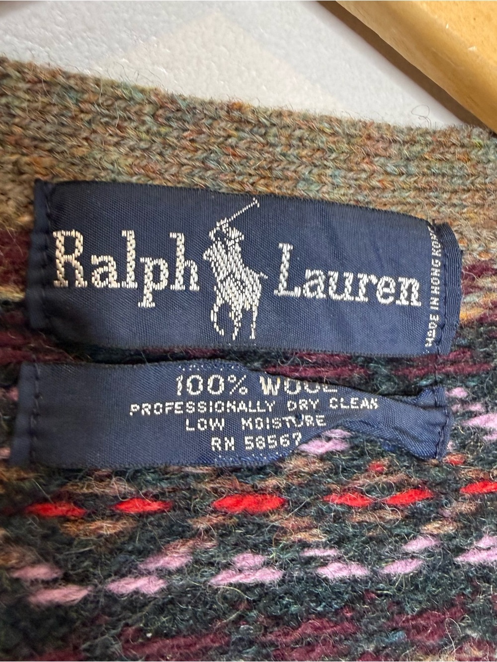 Ralph Lauren Vintage 80s Fair Isle Wool V-Neck Cardigan Pattern Sweater No Size - Picture 4 of 9